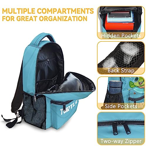 KAXVZER Sea Turtle Girls Backpack with Lunch Box Set - 3 in 1 School Backpacks Matching Combo - Cute Blue Bookbag and Pencil Case Bundle