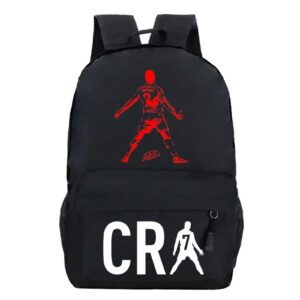 teens soccer star cristiano ronaldo bookbag student wear resistant canvas knapsack waterproof travel rucksack