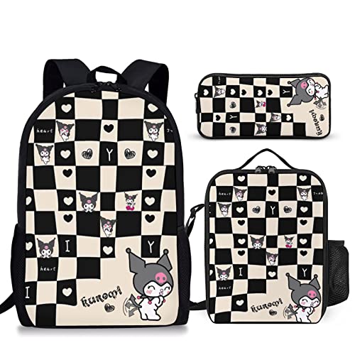 Hfixkva Cartoon School Backpack with Lunch Box Pencil Case Kids Backpack Travel Backpack for Girls Boys Gifts