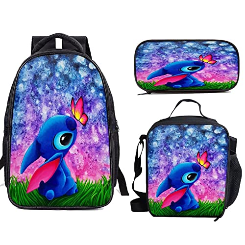 BOABIXA 3 Pcs Backpack with Pencil Case,Lunch Box,school Bags.Adjustable,durable,for boys girls students teens back to school