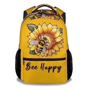 XaocNyx Bee School Backpack for Girls Boys, 16 Inch Yellow Backpacks for Kids Age 10-12, Fashion Lightweight Bookbag for Travel