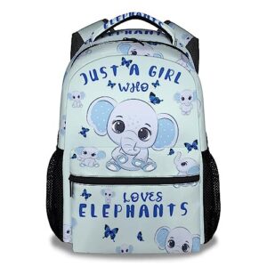 xaocnyx elephant school backpack for girls boys, 16 inch light blue backpacks for kids age 8-10, cute lightweight bookbag for travel