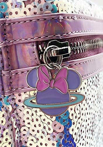 Loungefly X LASR Exclusive Disney Planet Minnie UV Reactive Pink Iridescent Sequin Mini Backpack Fashion Cosplay Disneybound Cute Backpack