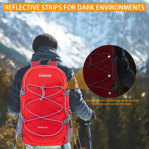 Goloni Hiking Backpack Bag,40L Ultra Lightweight Packable Backpack,Water Resistant Foldable Backpack for Travel Camping Outdoor