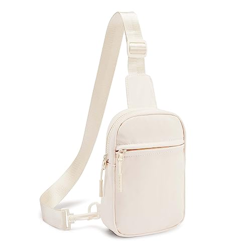 CHOLISS [Beige+Green] Small Sling Bag for Women and Men, Crossbody Bags Trendy with Extended Strap, Lightweight Chest Bag