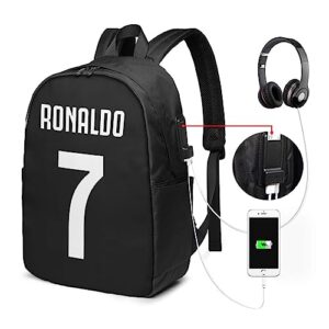 Luja Dling Ronaldo #7 Cr7 Adult Backpacks Bag Laptop Bag Bookbag Usb Backpack 17 Inch For Daily