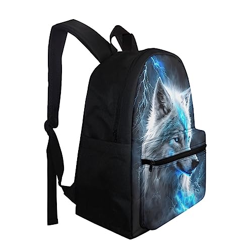 GLUDEAR Kids School Backpack Girls Boys Student Cool Galaxy Wolf Print Book Bag Soft Comfy Daypack,Lighting Wolf