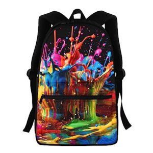 gludear kids school backpack girls boys student colorful splash paint print book bag soft comfy daypack,oil paint 4