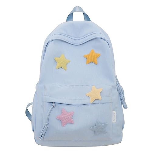 JHTPSLR Preppy Backpack Y2K Aesthetic Backpack Colorful Stars Backpack Cute Aesthetic Backpack Laptop Backpack Casual Daypack (Blue)