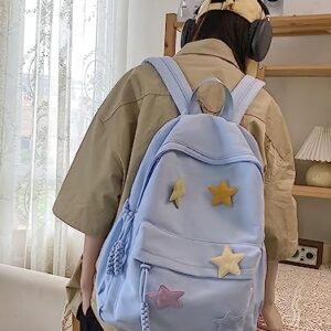 JHTPSLR Preppy Backpack Y2K Aesthetic Backpack Colorful Stars Backpack Cute Aesthetic Backpack Laptop Backpack Casual Daypack (Blue)