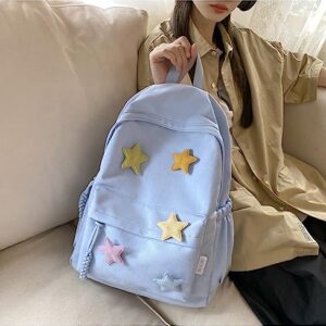 JHTPSLR Preppy Backpack Y2K Aesthetic Backpack Colorful Stars Backpack Cute Aesthetic Backpack Laptop Backpack Casual Daypack (Blue)