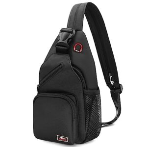 afreter crossbody sling backpack men and women sling bag shoulder backpack travel hiking chest bag daypack (black)