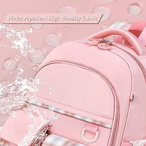 LIK EPOCH Pink Backpack Kawaii Backpack with Cute Pin Accessories Plush Pendant,16 Inch Aesthetic Personalized Breathable Backpack with Reflective Design