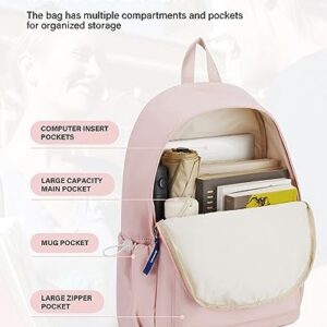 kibachev Pink Casual Daypack Backpack Simple Backpack College Backpack for Women Carry On Backpack