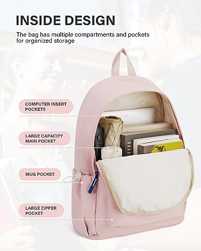 kibachev Pink Casual Daypack Backpack Simple Backpack College Backpack for Women Carry On Backpack