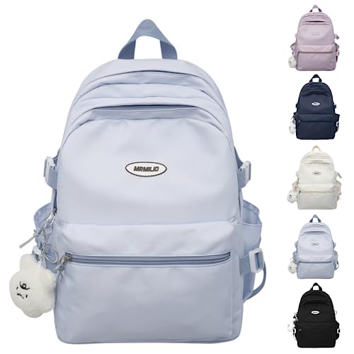 VTTDB Kawaii Backpack with Cute Accessories Casual Aesthetic Daypack Simple Laptop Bag Waterproof Travel Rucksack for Women (blue)