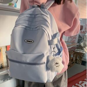 VTTDB Kawaii Backpack with Cute Accessories Casual Aesthetic Daypack Simple Laptop Bag Waterproof Travel Rucksack for Women (blue)