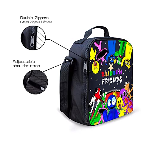 Ksyzaif Cartoon Backpack 3 Piece Set Anime Rainbow Laptop Bags for Unisex Fashion Daypack with Lunch Box Pencil Case Casual Travel 17In