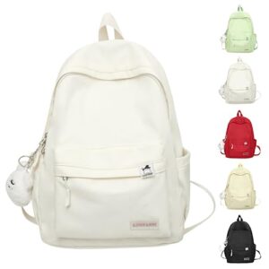 vttdb kawaii backpack with cute accessories casual aesthetic daypack waterproof travel rucksack large laptop bag for women (white)