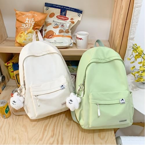 VTTDB Kawaii Backpack with Cute Accessories Casual Aesthetic Daypack Waterproof Travel Rucksack Large Laptop Bag for Women (white)