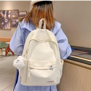 VTTDB Kawaii Backpack with Cute Accessories Casual Aesthetic Daypack Waterproof Travel Rucksack Large Laptop Bag for Women (white)