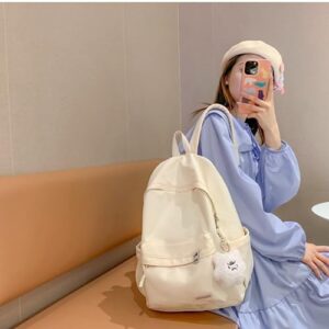 VTTDB Kawaii Backpack with Cute Accessories Casual Aesthetic Daypack Waterproof Travel Rucksack Large Laptop Bag for Women (white)