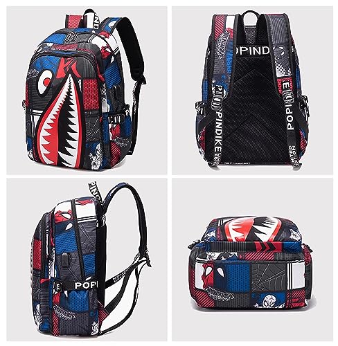 XKJFOTCY Shark Backpack for Boys, Fashion Multi-Functional Teens Bookbag, Laptop Backpack, Casual Daypack