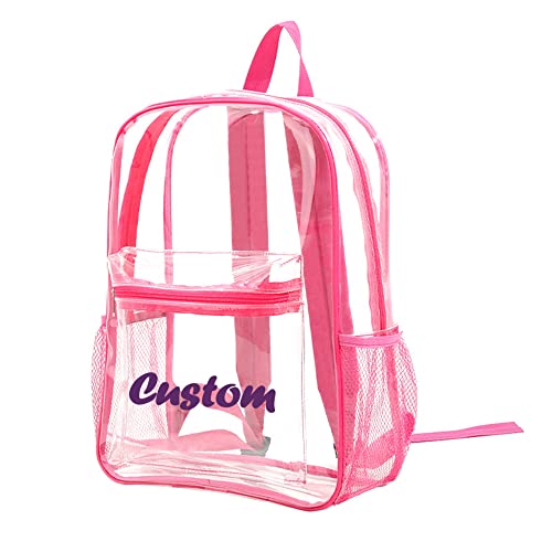 Personalized Clear Backpack Custom Name Clear Bookbag Customized Colorful Text, PVC Heavy Duty Transparent Backpack, Gifts