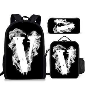 mxiwngp hip hop school backpack set travel backpack gifts fashion laptop backpack with lunch box for boys and girls,white