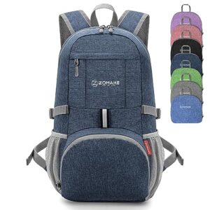 zomake lightweight packable backpack 25l - small foldable hiking daypack for travel - tear resistant day pack for women men camping outdoor sports(navy blue)