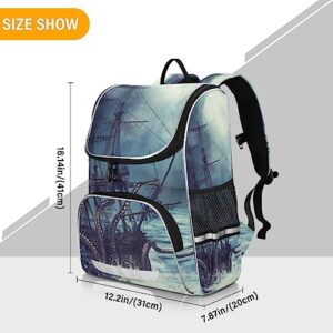 Nander Backpack,Pirate Ship Students School Backpacks with Reflective Tape for Girls & Boys,Wide Mouth School Bag Book Bag for Kid Teens