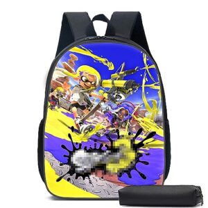 wrigm anime backpacks for kids, 3d printed casual cartoon bookbag with pencil case large capacity 17 inch laptop bag 1