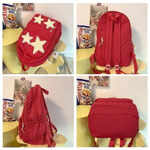 LOTUSTAR Kawaii Backpack with Cute Accessories Stars Y2K Aesthetic Backpack with Plush Pendenat Grunge 10-12 Daypack (Red)