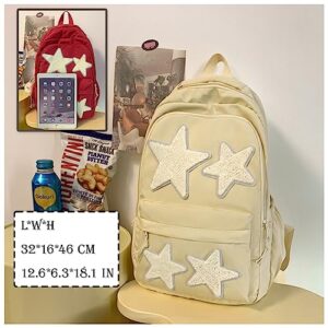 LOTUSTAR Kawaii Backpack with Cute Accessories Stars Y2K Aesthetic Backpack with Plush Pendenat Grunge 10-12 Daypack (Red)