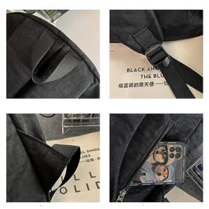 HIQUAY Grunge Backpack with Cute Accessory Aesthetic Backpack Cute Backpacks Waterproof (Black)