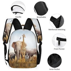 Niapessel Kids Backpack for School, African Wild Animals Pattern Students Bookbags School Bags Girls Boys