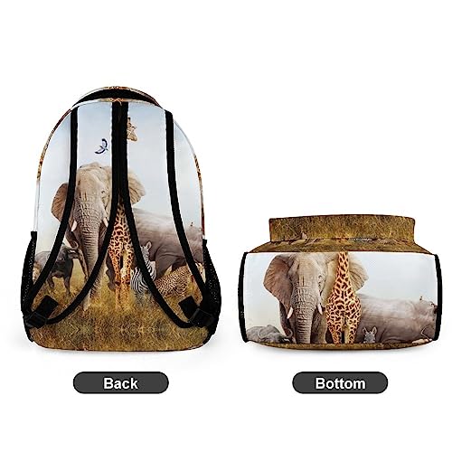 Niapessel Kids Backpack for School, African Wild Animals Pattern Students Bookbags School Bags Girls Boys