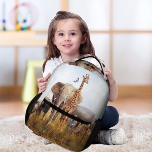 Niapessel Kids Backpack for School, African Wild Animals Pattern Students Bookbags School Bags Girls Boys