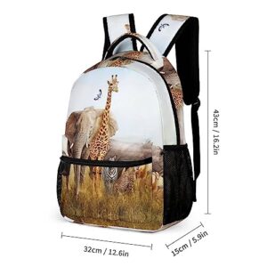 Niapessel Kids Backpack for School, African Wild Animals Pattern Students Bookbags School Bags Girls Boys