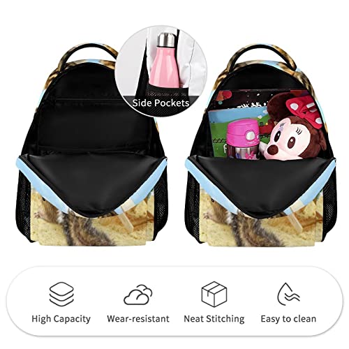 Niapessel Kids Backpack for School, Funny Chipmunks Beach Tropical Pattern Students Bookbags School Bags Girls Boys