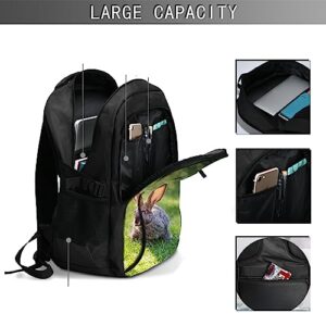 GIFTSDIY Custom Travel Laptop Backpack Personalized Name bags with Photo Customized Computer USB Bags for Women Men Black