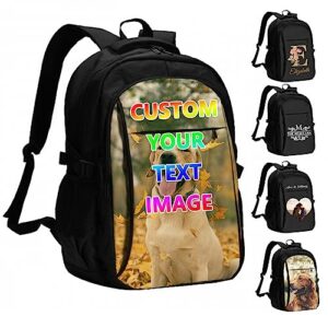 giftsdiy custom travel laptop backpack personalized name bags with photo customized computer usb bags for women men black