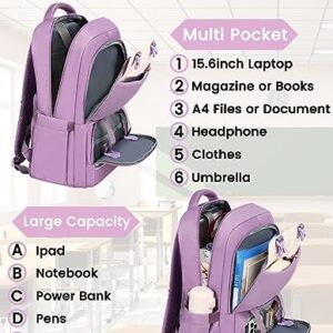 FALANKO Backpack for Girls,15.6 inch Women Laptop School College BookBag with USB Charging Port, High Middle Elementary School Backpack For Teen Students,Large Capacity Travel work Daypacks for Women