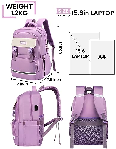 FALANKO Backpack for Girls,15.6 inch Women Laptop School College BookBag with USB Charging Port, High Middle Elementary School Backpack For Teen Students,Large Capacity Travel work Daypacks for Women