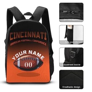 Quzeoxb Personalized Cincinnati Backpack Set with Name and Number - 3 Piece School Bag, Lunch Box and Pencil Case for Boys Girls Gifts