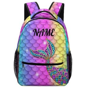 fovanxixi custom rainbow mermaid scales backpack for kids boys girls personalized name text children backpack school bag customized daypack schoolbag for student bookbag