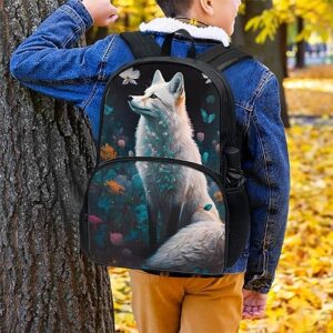 Geleglaer School Backpack Arctic Fox Lightweight Teens Girls Boys Schoolbag with Pencil Bag Animal 3D Fox Pattern for Kids