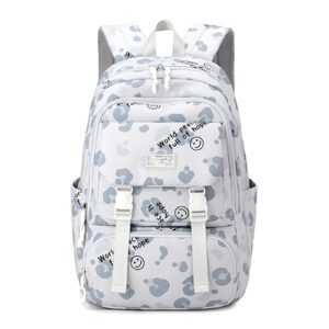 fitsen kawaii backpack graffiti and letter style bookbag aesthetic outdoor daypack (grey)