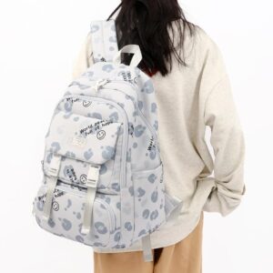 FITSEN Kawaii Backpack Graffiti and Letter Style Bookbag Aesthetic Outdoor Daypack (Grey)