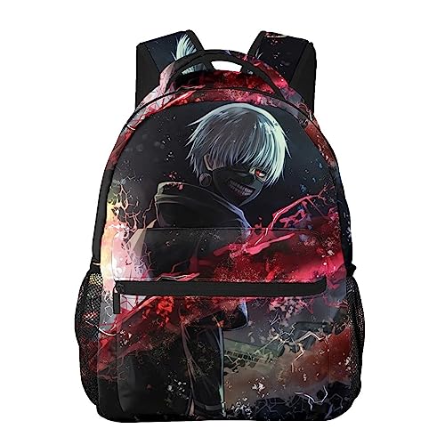 KEWRJFWA Anime Tokyo Ghoul Backpack Cartoon Bag Lightweight Canvas Couple Backpacks Unisex Office Travel Backpack